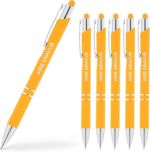 Cimpress personalisiert Kugelschreiber mit Gravur, Mit Wunschtext, 2-in-1 Stylus-Stift, Soft-Touch, schwarze Tinte, Personalisierte geschenke für Firmen, Events & Hochzeiten, 250 Stück, Gelb Cimpress personalisiert Kugelschreiber mit Gravur, Mit Wunschtext, 2-in-1 Stylus-Stift, Soft-Touch, schwarze Tinte, Personalisierte geschenke für Firmen, Events & Hochzeiten, 250 Stück, Gelb von Cimpress