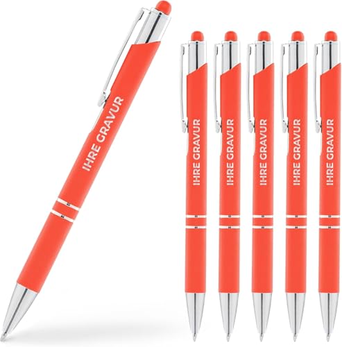 Cimpress personalisiert Kugelschreiber mit Gravur, Mit Wunschtext, 2-in-1 Stylus-Stift, Soft-Touch, schwarze Tinte, Personalisierte geschenke für Firmen, Events & Hochzeiten, 250 Stück, Orange Cimpress personalisiert Kugelschreiber mit Gravur, Mit Wunschtext, 2-in-1 Stylus-Stift, Soft-Touch, schwarze Tinte, Personalisierte geschenke für Firmen, Events & Hochzeiten, 250 Stück, Orange von Cimpress