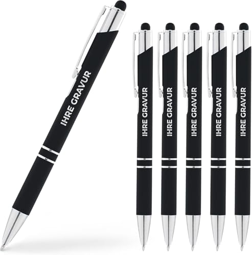 Cimpress personalisiert Kugelschreiber mit Gravur, Mit Wunschtext, 2-in-1 Stylus-Stift, Soft-Touch, schwarze Tinte, Personalisierte geschenke für Firmen, Events & Hochzeiten, 250 Stück, Schwarz Cimpress personalisiert Kugelschreiber mit Gravur, Mit Wunschtext, 2-in-1 Stylus-Stift, Soft-Touch, schwarze Tinte, Personalisierte geschenke für Firmen, Events & Hochzeiten, 250 Stück, Schwarz von Cimpress