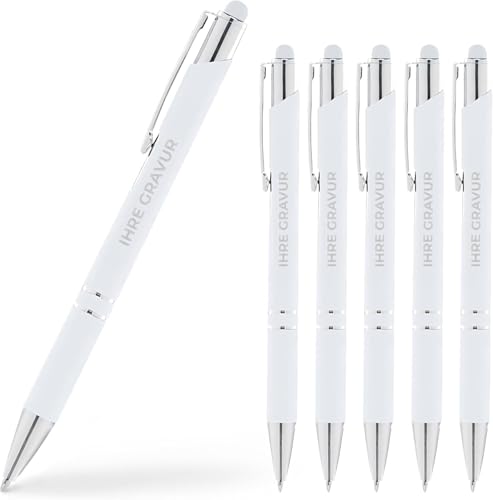 Cimpress personalisiert Kugelschreiber mit Gravur, Mit Wunschtext, 2-in-1 Stylus-Stift, Soft-Touch, schwarze Tinte, Personalisierte geschenke für Firmen, Events & Hochzeiten, 250 Stück, Weiß Cimpress personalisiert Kugelschreiber mit Gravur, Mit Wunschtext, 2-in-1 Stylus-Stift, Soft-Touch, schwarze Tinte, Personalisierte geschenke für Firmen, Events & Hochzeiten, 250 Stück, Weiß von Cimpress