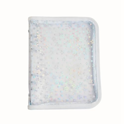 CinematicBake A5-Budget-Ordnerhülle mit Reißverschluss, Glitzernde, A5-6-Ringbuch-Planer, Durchsichtiges, Nachfüllbares PVC-Notizbuchgehäuse, Hellblau, Langlebig, Einfach zu Verwenden, Ca. 19 X von CinematicBake