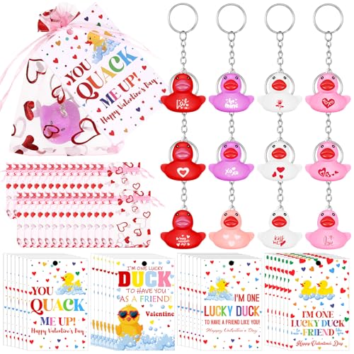 Cinnvoice 28-teiliges Valentinstags-Enten-Geschenk-Set enthält 28 Mini-Enten-Schlüsselanhänger, 28 Valentinstags-Grußkarten, 28 transparente Geschenktüten für Valentinstag, Party, Gastgeschenk Cinnvoice 28-teiliges Valentinstags-Enten-Geschenk-Set enthält 28 Mini-Enten-Schlüsselanhänger, 28 Valentinstags-Grußkarten, 28 transparente Geschenktüten für Valentinstag, Party, Gastgeschenk von Cinnvoice
