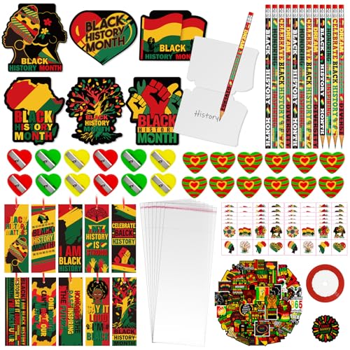 218 PCS Black History Month Party Favors Happy Juneteenth Party Klassenzimmer Austausch Schreibwaren Giveaways Sets Klasse Belohnung Preise Bleistifte Radiergummis Aufkleber für afrikanische 218 PCS Black History Month Party Favors Happy Juneteenth Party Klassenzimmer Austausch Schreibwaren Giveaways Sets Klasse Belohnung Preise Bleistifte Radiergummis Aufkleber für afrikanische von Cinrobiye