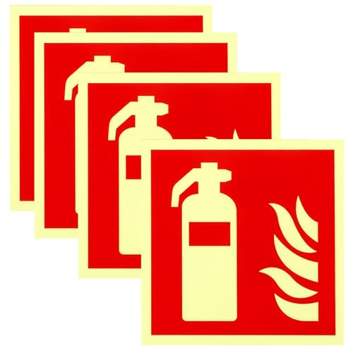 4 Stück Feuerlöscher Schild Schild Feuerlöscher Aufkleber Feuerlöscher Pvc Nachleuchtend Selbstklebende Brandschutzschild Selbstklebendes Feuerlöscher-Leuchtschild, Ausgangswarn-Leuchtschild von Cinsersr