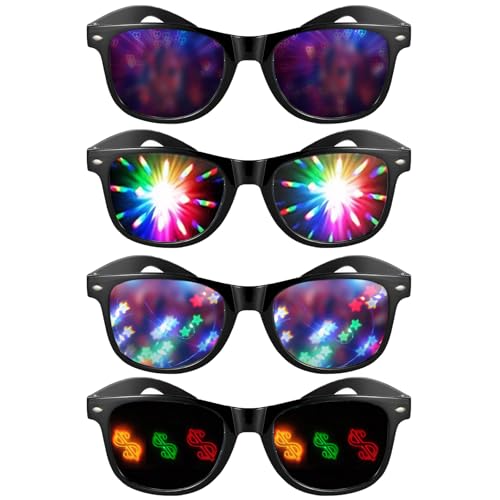 Diffraction Glasses 4 Stück Kaleidoskop Brille Diffractions Party Brille Kaleidoskop-Brillen mit 3D Prisma Herz Stern Effekt Karneval Tanzlichtshow Musikfestival Kostümparty Für Jungen Mädchen Diffraction Glasses 4 Stück Kaleidoskop Brille Diffractions Party Brille Kaleidoskop-Brillen mit 3D Prisma Herz Stern Effekt Karneval Tanzlichtshow Musikfestival Kostümparty Für Jungen Mädchen von Cinsersr