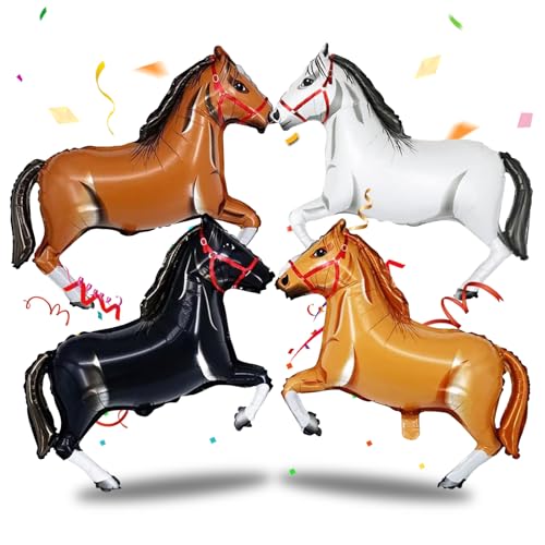 Pferde Deko Geburtstag 4 Stück Pferde Luftballon Folienballon Pferd Luftballon Pferd Pferdeballons für Babypartys Cowboy-Motto-Partydekorationen Pferdedekoration für Kindergeburtstag von Cinsersr