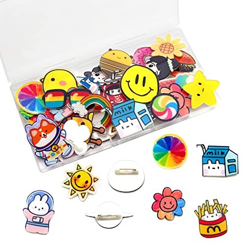 Cinco 40 Stück Acryl Nadeln für Dekoration Lose Cartoon Stecknadeln Set Verriegelungsstifte Rücken Brosche Bar Pins für Rucksack Taschen Kleidung Jacken Cinco 40 Stück Acryl Nadeln für Dekoration Lose Cartoon Stecknadeln Set Verriegelungsstifte Rücken Brosche Bar Pins für Rucksack Taschen Kleidung Jacken von Cinvo