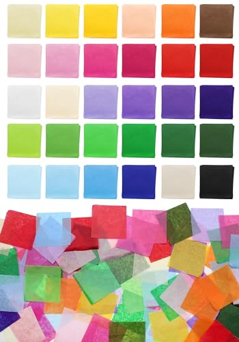 Cinvo Seidenpapier-Quadrate in Regenbogenfarben, für Kunst, Handwerk, DIY-Projekte, Scrunch-Kunst, Klassenzimmer-Aktivitäten und mehr, 2 x 5,1 cm, 30 verschiedene Farben, 3000 Stück Cinvo Seidenpapier-Quadrate in Regenbogenfarben, für Kunst, Handwerk, DIY-Projekte, Scrunch-Kunst, Klassenzimmer-Aktivitäten und mehr, 2 x 5,1 cm, 30 verschiedene Farben, 3000 Stück von Cinvo