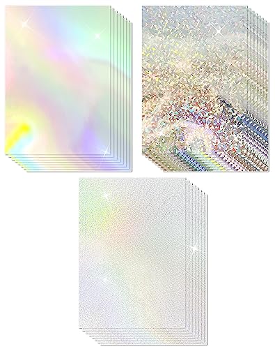 Cinvo 30 Stück metallische holografische Karten, glänzend, schillernd, A4, dicker Karton, Spiegelpapier, reflektierende Tafel für Kartenherstellung, Scrapbooking, Poster(21,6 x 27,9 cm, 3 Designs) von Cinvo