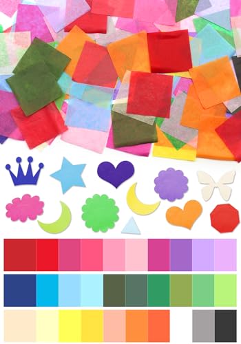 Cinvo 3600 Stück Seidenpapier-Quadrate, 3,1 x 3 cm, Regenbogen-Mosaik-Quadrate für Kunst, Handwerk, DIY-Projekte, Scrunch Kunst, Klassenzimmer, Aktivitäten und mehr von Cinvo