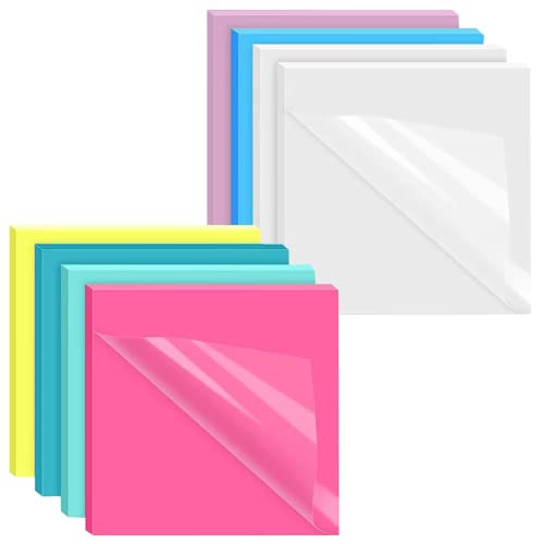 400 Blatt farbige transparente Haftnotizen,Transparent Sticky Notes,7,6 x 7,6 cm Selbstklebende Wasserfest und Wiederbeschreibbar Kennzeichnung Papier,Für Büros und Studenten (8 Packungen,7 Farbens) von Ciomiliaro