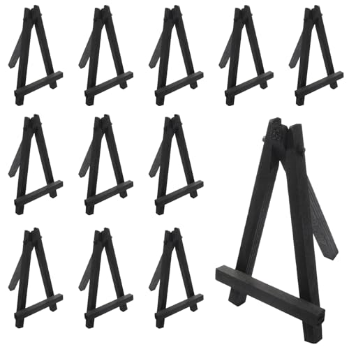 Cionyce Mini-Staffelei aus Holz, Schwarz, kleine Staffelei für Display, Malerhalter, Ständer für Leinwand, Kinderhandwerk, Visitenkarten, Fotos, 12 Stück von Cionyce