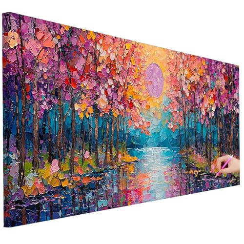 Diamond Painting Erwachsene Abstrakt Diamond Painting XXL 130x50cm 5D DIY Wald Diamant Kunst Groß Set Basteln Erwachsene Diamant Malerei Stickerei Kreuzstich Set für Deko Wohnzimmer Geschenke C-71 von Ciooyxee
