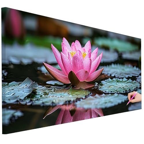 Diamond Painting Erwachsene Anlage Diamond Painting XXL 150x60cm 5D DIY Lotus Diamant Kunst Groß Set Basteln Erwachsene Diamant Malerei Stickerei Kreuzstich Set für Deko Wohnzimmer Geschenke B-60 von Ciooyxee