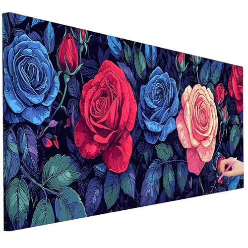 Diamond Painting Erwachsene Anlage Diamond Painting XXL 200x80cm 5D DIY Rosen Diamant Kunst Groß Set Basteln Erwachsene Diamant Malerei Stickerei Kreuzstich Set für Deko Wohnzimmer Geschenke B-34 von Ciooyxee