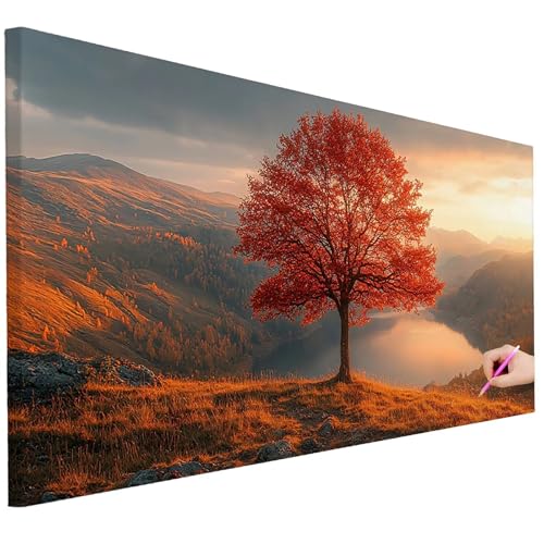 Diamond Painting Erwachsene Baum Diamond Painting XXL 250x100cm 5D Sonnenuntergang Diamant Kunst Groß Set Basteln Erwachsene Diamant Malerei Stickerei Kreuzstich Set für Deko Geschenke für Frauen C-67 von Ciooyxee