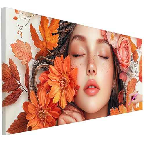 Diamond Painting Erwachsene Blumen Diamond Painting XXL 100x40cm DIY Frau Diamant Kunst Groß Set Basteln Erwachsene Diamant Malerei Stickerei Kreuzstich Set Deko Wohnzimmer Geschenke für Frauen D-28 von Ciooyxee
