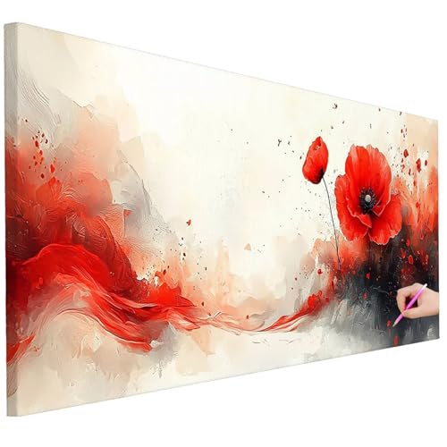 Diamond Painting Erwachsene Blumen Diamond Painting XXL 130x50cm 5D DIY Retro Diamant Kunst Groß Set Basteln Erwachsene Diamant Malerei Stickerei Kreuzstich Set für Deko Wohnzimmer Geschenke B-92 von Ciooyxee