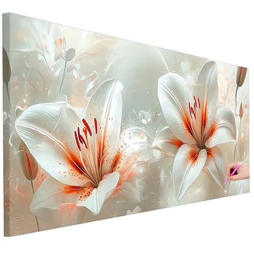 Diamond Painting Erwachsene Blumen Diamond Painting XXL 150x60cm 5D DIY Lilie Diamant Kunst Groß Set Basteln Erwachsene Diamant Malerei Stickerei Kreuzstich Set für Deko Wohnzimmer Geschenke L-20 von Ciooyxee