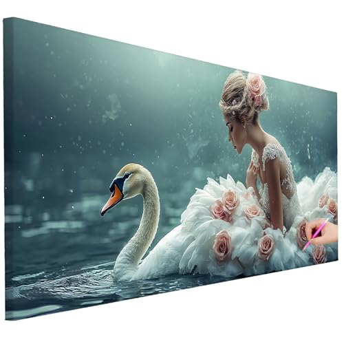 Diamond Painting Erwachsene Blumen Diamond Painting XXL 200x80cm 5D DIY Schwan Diamant Kunst Groß Set Basteln Erwachsene Diamant Malerei Stickerei Kreuzstich Set für Deko Wohnzimmer Geschenke C-21 von Ciooyxee
