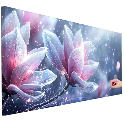 Diamond Painting Erwachsene Blumen Diamond Painting XXL 250x100cm 5D DIY Magnolie Diamant Kunst Groß Set Basteln Erwachsene Diamant Malerei Stickerei Kreuzstich Set für Deko Wohnzimmer Geschenke C-57 von Ciooyxee