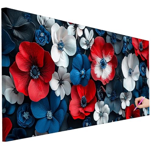Diamond Painting Erwachsene Blumen Diamond Painting XXL 80x30cm 5D DIY Anlage Diamant Kunst Groß Set Basteln Erwachsene Diamant Malerei Stickerei Kreuzstich Set für Deko Wohnzimmer Geschenke C-51 von Ciooyxee