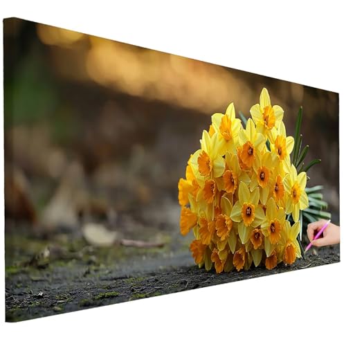 Diamond Painting Erwachsene Blumen Diamond Painting XXL 80x30cm DIY Retro Diamant Kunst Groß Set Basteln Erwachsene Diamant Malerei Stickerei Kreuzstich Set Deko Wohnzimmer Geschenke für Frauen K-69 von Ciooyxee