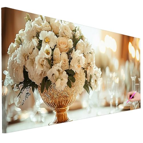 Diamond Painting Erwachsene Blumen Diamond Painting XXL 80x30cm DIY Retro Diamant Kunst Groß Set Basteln Erwachsene Diamant Malerei Stickerei Kreuzstich Set Deko Wohnzimmer Geschenke für Frauen L-04 von Ciooyxee