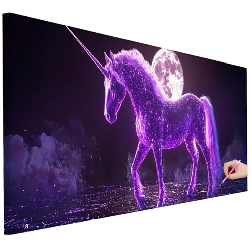 Diamond Painting Erwachsene Einhorn Diamond Painting XXL 150x60cm 5D DIY Mond Diamant Kunst Groß Set Basteln Erwachsene Diamant Malerei Stickerei Kreuzstich Set für Deko Wohnzimmer Geschenke A-95 von Ciooyxee