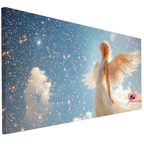 Diamond Painting Erwachsene Engel Diamond Painting XXL 150x60cm 5D DIY Fantasy Diamant Kunst Groß Set Basteln Erwachsene Diamant Malerei Stickerei Kreuzstich Set für Deko Wohnzimmer Geschenke C-55 von Ciooyxee