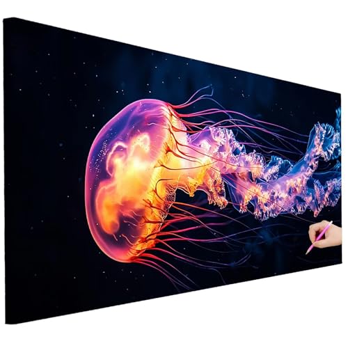 Diamond Painting Erwachsene Fantasy Diamond Painting XXL 200x80cm 5D DIY Qualle Diamant Kunst Groß Set Basteln Erwachsene Diamant Malerei Stickerei Kreuzstich Set für Deko Wohnzimmer Geschenke D-42 von Ciooyxee
