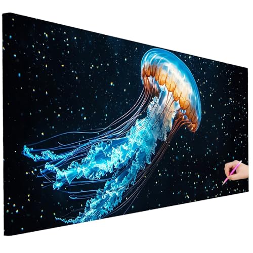 Diamond Painting Erwachsene Fantasy Diamond Painting XXL 250x100cm 5D DIY Qualle Diamant Kunst Groß Set Basteln Erwachsene Diamant Malerei Stickerei Kreuzstich Set für Deko Wohnzimmer Geschenke K-97 von Ciooyxee