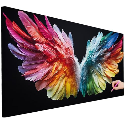 Diamond Painting Erwachsene Flügel Diamond Painting XXL 150x60cm 5D DIY Modern Diamant Kunst Groß Set Basteln Erwachsene Diamant Malerei Stickerei Kreuzstich Set für Deko Wohnzimmer Geschenke K-89 von Ciooyxee