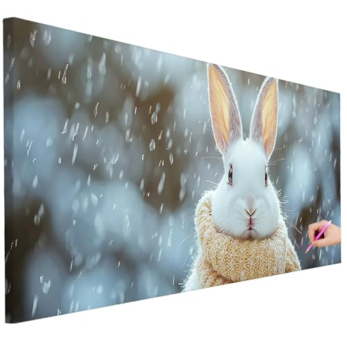 Diamond Painting Erwachsene Kaninchen Diamond Painting XXL 250x100cm 5D DIY Winter Diamant Kunst Groß Set Basteln Erwachsene Diamant Malerei Stickerei Kreuzstich Set für Deko Geschenke für Frauen L-16 von Ciooyxee