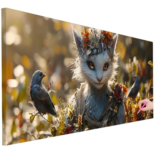 Diamond Painting Erwachsene Katze Diamond Painting XXL 200x80cm DIY Vogel Diamant Kunst Groß Set Basteln Erwachsene Diamant Malerei Stickerei Kreuzstich Set Deko Wohnzimmer Geschenke für Frauen C-99 von Ciooyxee