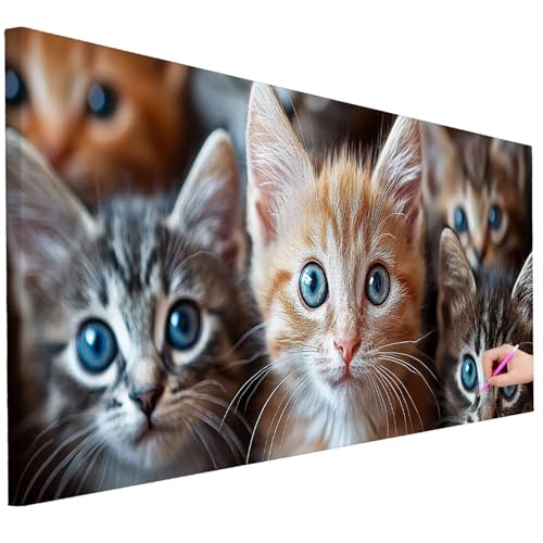 Diamond Painting Erwachsene Katze Diamond Painting XXL 250x100cm 5D DIY Tiere Diamant Kunst Groß Set Basteln Erwachsene Diamant Malerei Stickerei Kreuzstich Set für Deko Wohnzimmer Geschenke D-68 von Ciooyxee