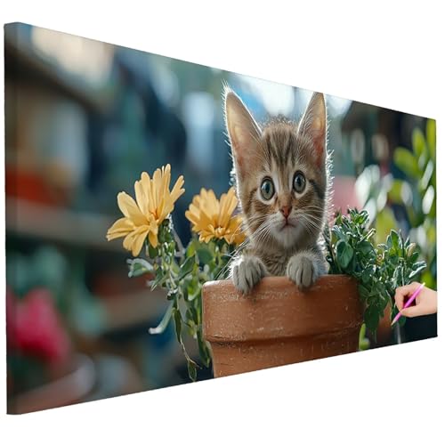 Diamond Painting Erwachsene Katze Diamond Painting XXL 80x30cm 5D DIY Niedlich Diamant Kunst Groß Set Basteln Erwachsene Diamant Malerei Stickerei Kreuzstich Set für Deko Wohnzimmer Geschenke B-40 von Ciooyxee