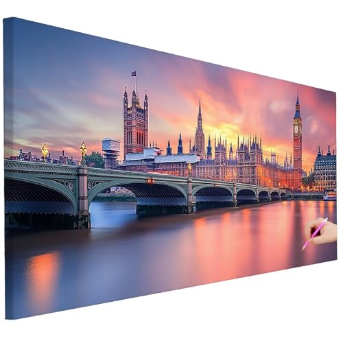 Diamond Painting Erwachsene Landschaft Diamond Painting XXL 130x50cm 5D DIY Brücke Diamant Kunst Groß Set Basteln Erwachsene Diamant Malerei Stickerei Kreuzstich Set für Deko Geschenke für Frauen K-91 von Ciooyxee