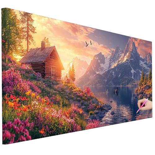 Diamond Painting Erwachsene Landschaft Diamond Painting XXL 130x50cm 5D DIY Sonnenuntergang Diamant Kunst Groß Set Basteln Erwachsene Diamant Malerei Stickerei Kreuzstich Set für Deko Wohnzimmer B-66 von Ciooyxee