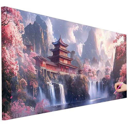 Diamond Painting Erwachsene Landschaft Diamond Painting XXL 200x80cm 5D DIY Japan Diamant Kunst Groß Set Basteln Erwachsene Diamant Malerei Stickerei Kreuzstich Set für Deko Wohnzimmer Geschenke D-54 von Ciooyxee