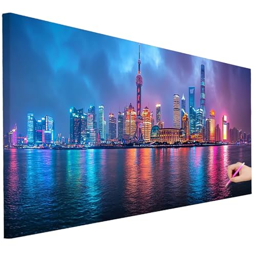 Diamond Painting Erwachsene Landschaft Diamond Painting XXL 250x100cm 5D DIY Stadt Diamant Kunst Groß Set Basteln Erwachsene Diamant Malerei Stickerei Kreuzstich Set für Deko Geschenke für Frauen I-19 von Ciooyxee