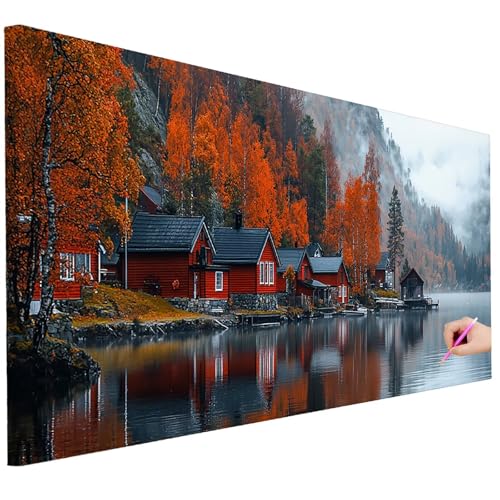 Diamond Painting Erwachsene Landschaft Diamond Painting XXL 250x100cm 5D Herbst Diamant Kunst Groß Set Basteln Erwachsene Diamant Malerei Stickerei Kreuzstich Set für Deko Geschenke für Frauen B-56 von Ciooyxee