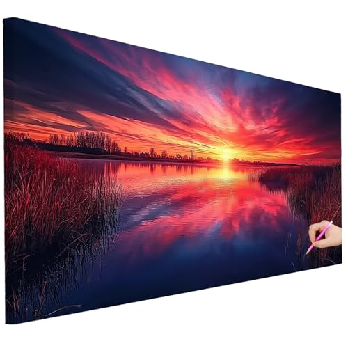 Diamond Painting Erwachsene Landschaft Diamond Painting XXL 250x100cm DIY Sonnenuntergang Diamant Kunst Groß Set Basteln Erwachsene Diamant Malerei Stickerei Kreuzstich Set Geschenke für Frauen B-02 von Ciooyxee