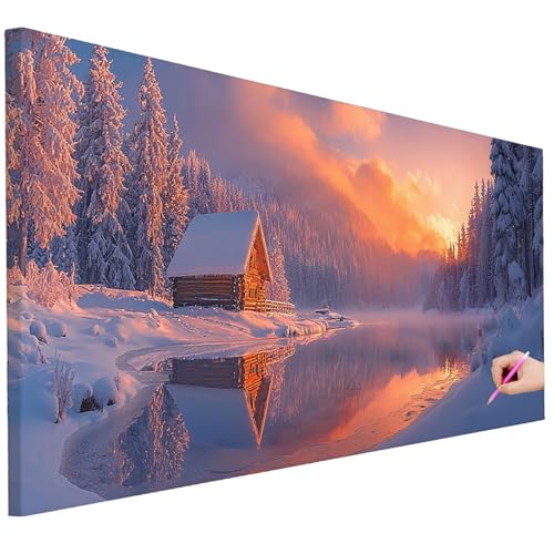 Diamond Painting Erwachsene Landschaft Diamond Painting XXL 80x30cm 5D DIY Sonnenuntergang Diamant Kunst Groß Set Basteln Erwachsene Diamant Malerei Stickerei Kreuzstich Set für Deko Wohnzimmer A-85 von Ciooyxee