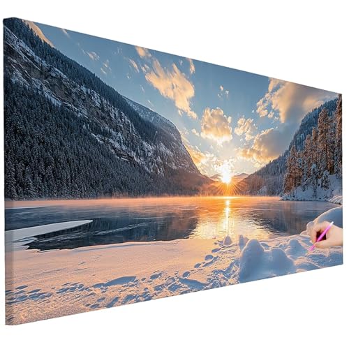 Diamond Painting Erwachsene Landschaft Diamond Painting XXL 80x30cm 5D DIY Sonnenuntergang Diamant Kunst Groß Set Basteln Erwachsene Diamant Malerei Stickerei Kreuzstich Set für Deko Wohnzimmer D-60 von Ciooyxee