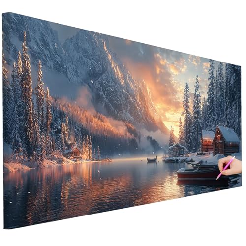 Diamond Painting Erwachsene Landschaft Diamond Painting XXL 80x30cm 5D DIY Winter Diamant Kunst Groß Set Basteln Erwachsene Diamant Malerei Stickerei Kreuzstich Set für Deko Wohnzimmer Geschenke B-46 von Ciooyxee