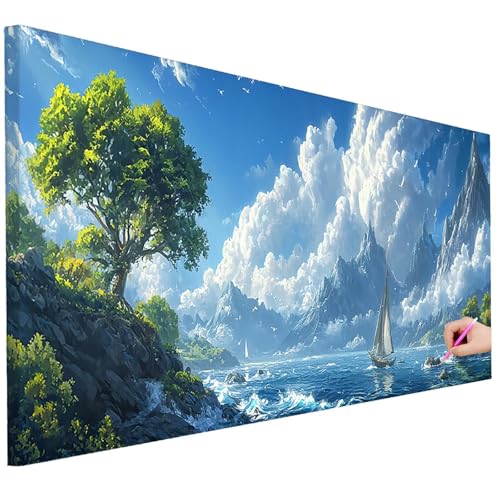 Diamond Painting Erwachsene Landschaft Diamond Painting XXL 80x30cm 5D DIY Wolke Diamant Kunst Groß Set Basteln Erwachsene Diamant Malerei Stickerei Kreuzstich Set für Deko Wohnzimmer Geschenke D-30 von Ciooyxee