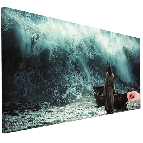 Diamond Painting Erwachsene Meer Diamond Painting XXL 150x60cm DIY Welle Diamant Kunst Groß Set Basteln Erwachsene Diamant Malerei Stickerei Kreuzstich Set Deko Wohnzimmer Geschenke für Frauen C-17 von Ciooyxee