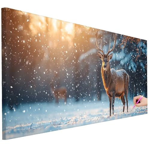 Diamond Painting Erwachsene Reh Diamond Painting XXL 150x60cm DIY Winter Diamant Kunst Groß Set Basteln Erwachsene Diamant Malerei Stickerei Kreuzstich Set Deko Wohnzimmer Geschenke für Frauen D-26 von Ciooyxee