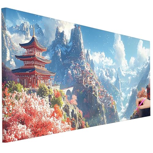Diamond Painting Erwachsene Retro Diamond Painting XXL 150x60cm 5D DIY Landschaft Diamant Kunst Groß Set Basteln Erwachsene Diamant Malerei Stickerei Kreuzstich Set für Deko Wohnzimmer Geschenke C-63 von Ciooyxee